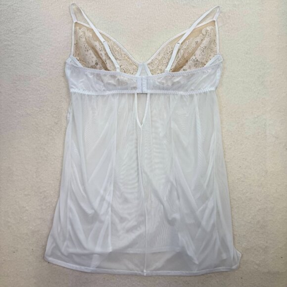 Y2K Cacique Baby Doll White Sheer Lace Mini Slip Size 26/28 - Picture 7 of 8